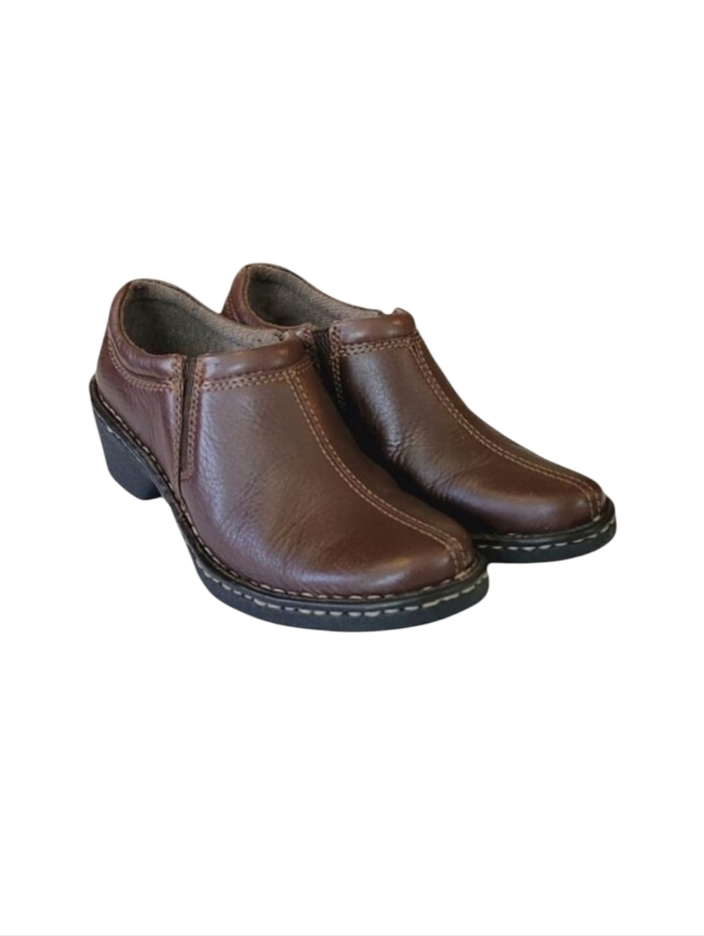 Eastland Amore Brown Leather Slip-on Clog Shoe Size 7 1/2 M